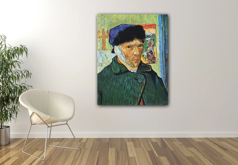 Self-Portrait with Bandaged Ear By Van Gogh Canvas Print Wall Art Poster Sticker