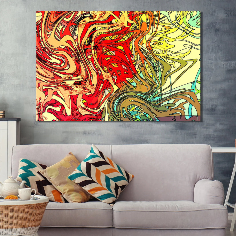 Psychedelic Paint Canvas Print, Concept Art Canvas Wall Art Poster Sticker