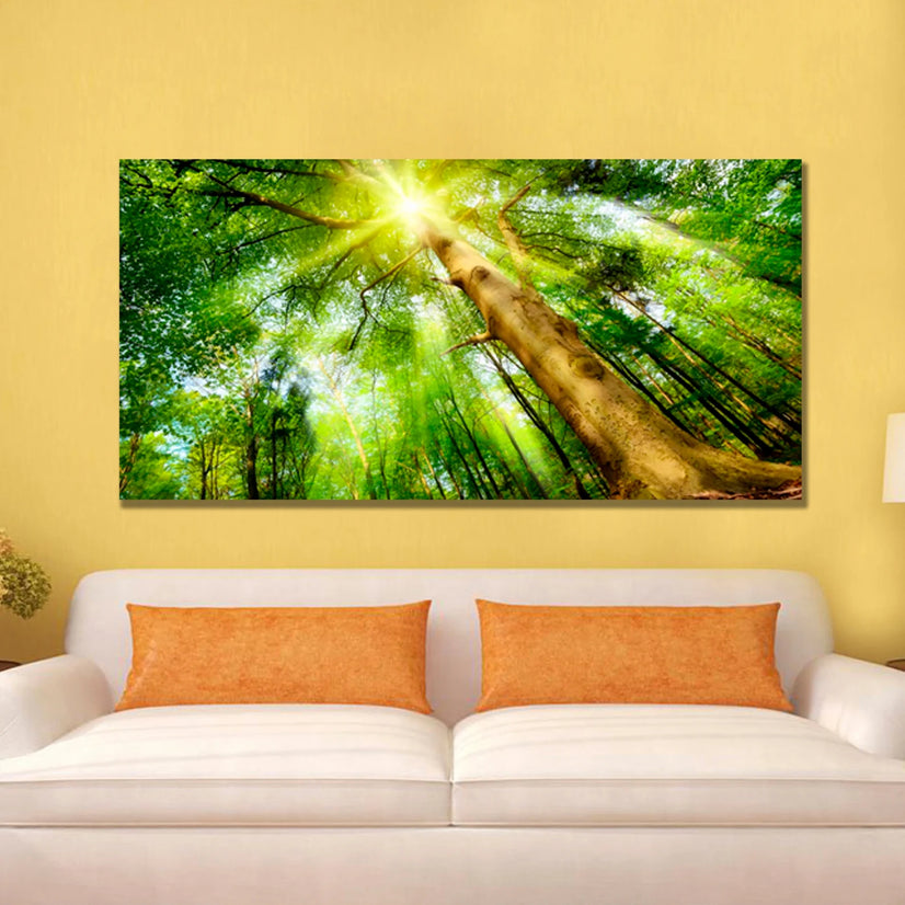 Green Tree Landscapes Canvas, Scenic Canvas Wall Arts, Forest Canvas, Mountain Photos, Home Decor Poster Sticker