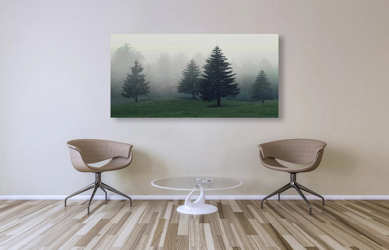 Pine Trees In The Fog Landscape Wallpaper Canvas Wall Decor, Canvas Print Wall Art Poster Sticker