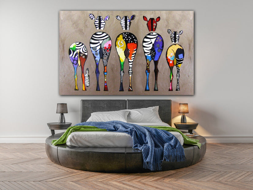 Banksy Colorful Zebra Canvas, Banksy Abstract Canvas, Banksy Art, Africa Animal, Wall Art, Street Art Poster Sticker