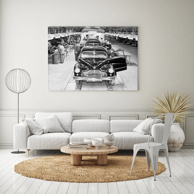 Buick Assembly Line Canvas Wall Art,1950-1959, Factory, Industry, Canvas Print Poster Sticker