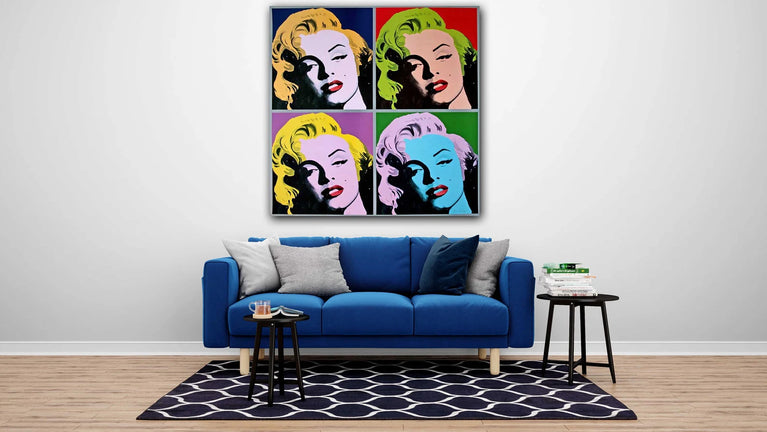 Marilyn Monroe & By Andy Warhol Four Color Pop Art Canvas Print Wall Art Poster Sticker