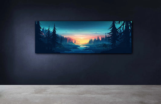 Blue Night Landscape Canvas Printing Wall Art Poster Sticker