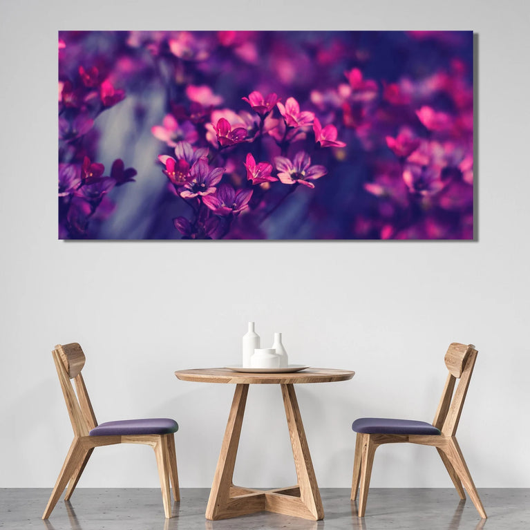 Natural Purple Flower Background Canvas Art Print, Flowers Canvas Wall Art Poster Sticker