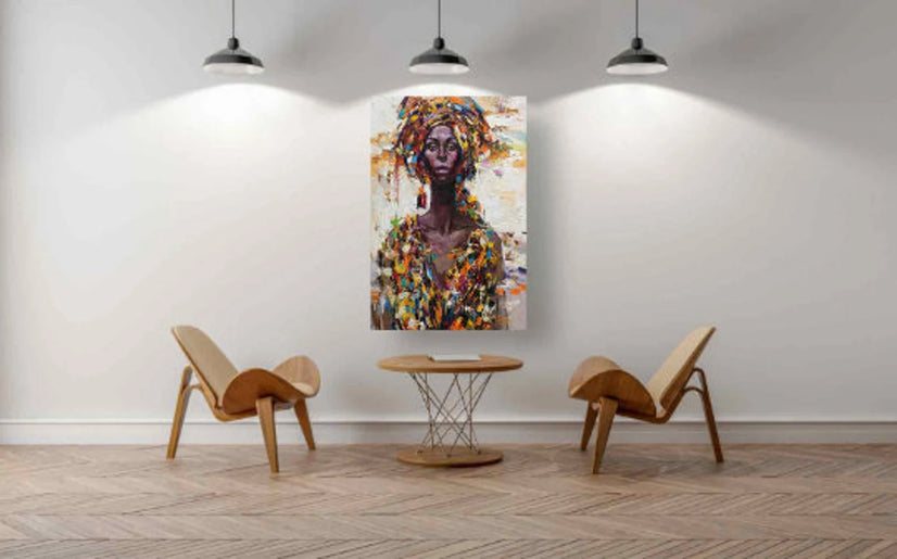 African Woman Wall Decor, Modern Art Canvas Print Wall Art Poster Sticker