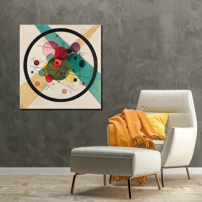 Wassily Kandinsky Circles In A Circle Canvas Wall Arts, Canvas Poster Art Poster Sticker