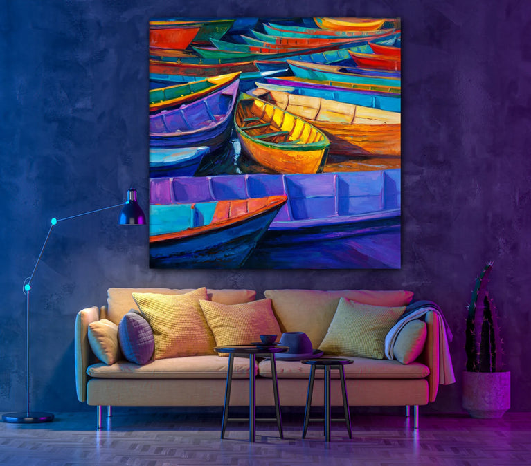 Modern Abstract Oil Painting Colorful Sailbot Canvas Print Wall Art Poster Sticker