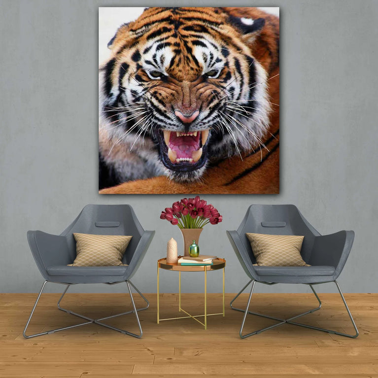 Angry Tiger Roar Canvas Print, Canvas Wall Art Poster Sticker