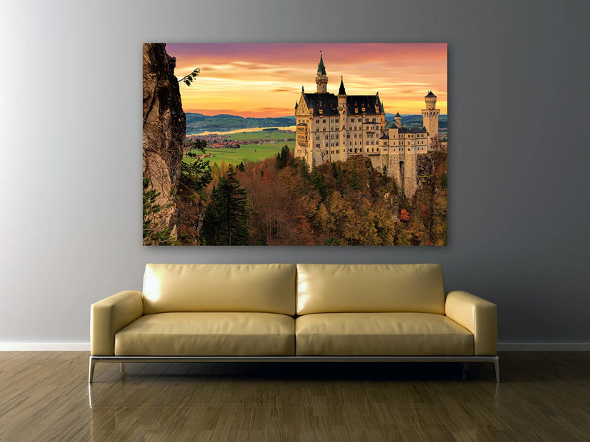 Neuschwanstein Castle Canvas Wall Decor, Canvas Print Wall Art Poster Sticker