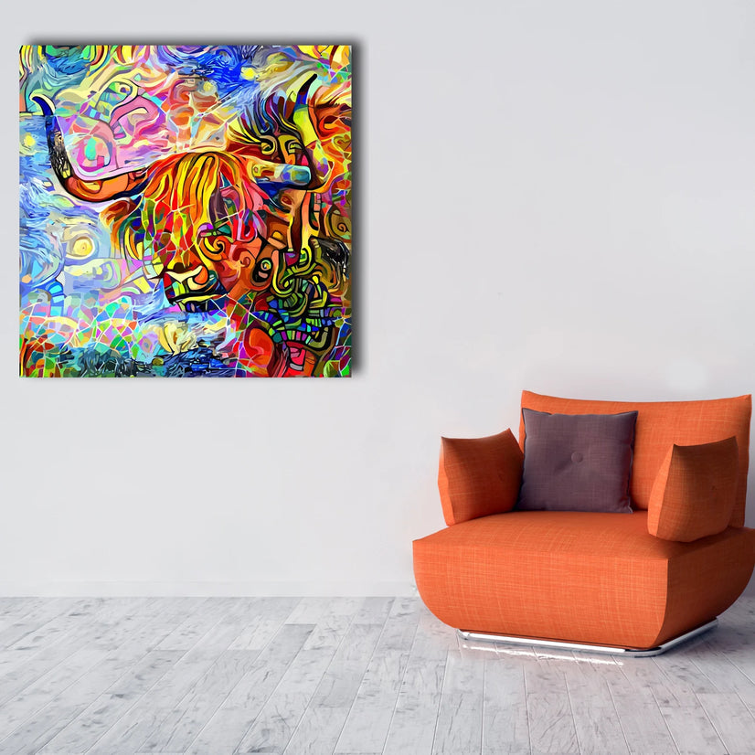 Modern Abstract Spain Bull Canvas Print Wall Art Poster Sticker