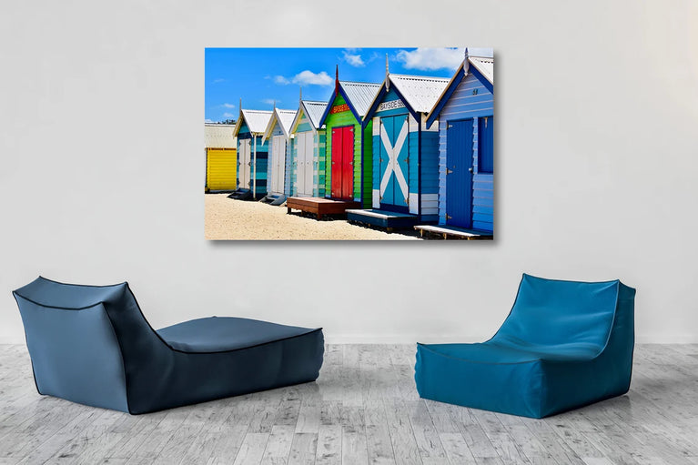 Brighton Bathing Boxes Canvas Wall Decor, Australia Canvas Print Wall Art Poster Sticker