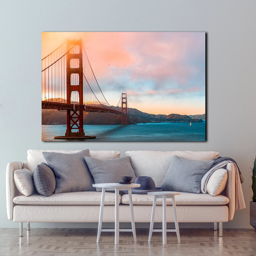 San Francisco Golden Gate Bridge, California Landcape Art Print Wall Decor Poster Sticker