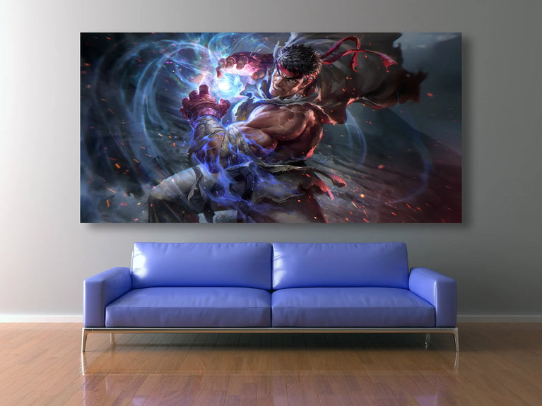 Street Fighter Canvas Printing Wall Art, Ryu Hoshi Poster Canvas Wall Art Poster Sticker