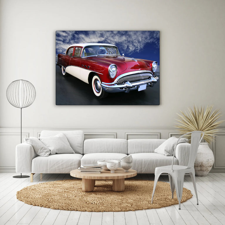 The American Dream Canvas Print, Red Car Canvas Wall Art Poster Sticker