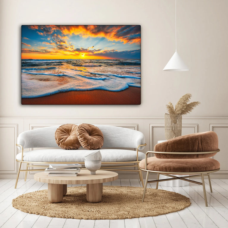 Sunrise or Sunset Over The Tropical Sea Canvas Wall Art Home Decor, Canvas Print Poster Sticker