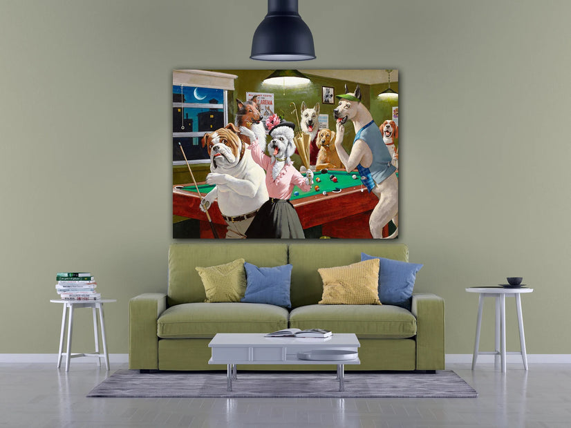 Dogs Playing Poker (Perros Jugando Al Póquer) Canvas Print Wall Art Poster Sticker