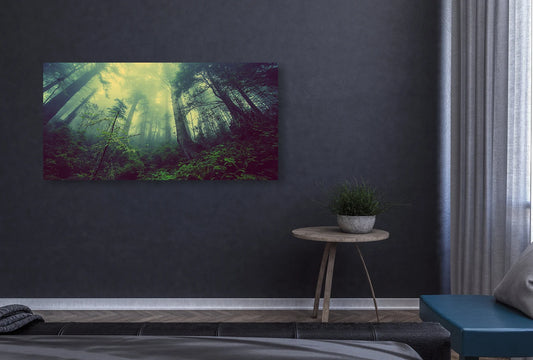 Fog In The Forest Landscape Wallpaper Canvas Wall Decor, Canvas Print Wall Art Poster Sticker