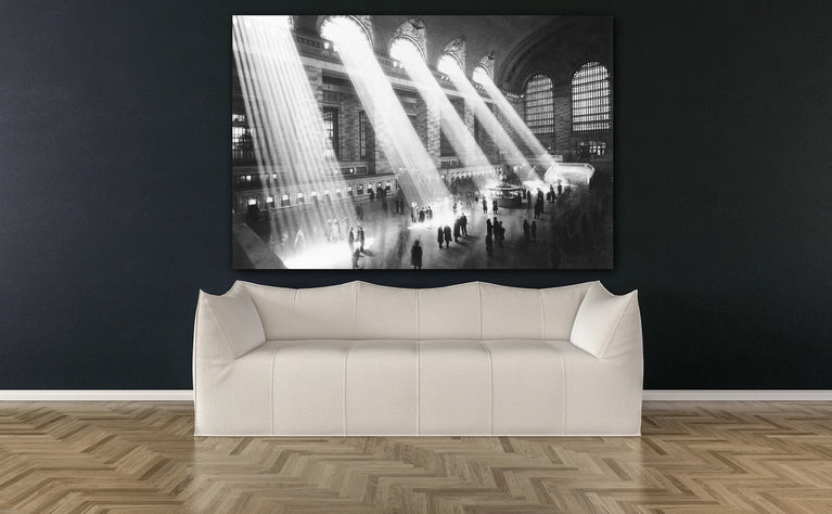 Berenice Abbott, Sunbeams in Grand Central Canvas Wall Art, Canvas Print Poster Sticker