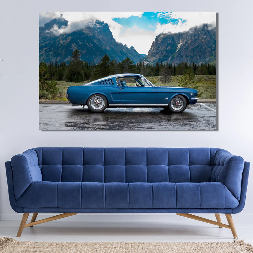 The Ford Mustang GT 1968 Canvas Print, Ford Mustang GT Canvas Wall Art Poster Sticker