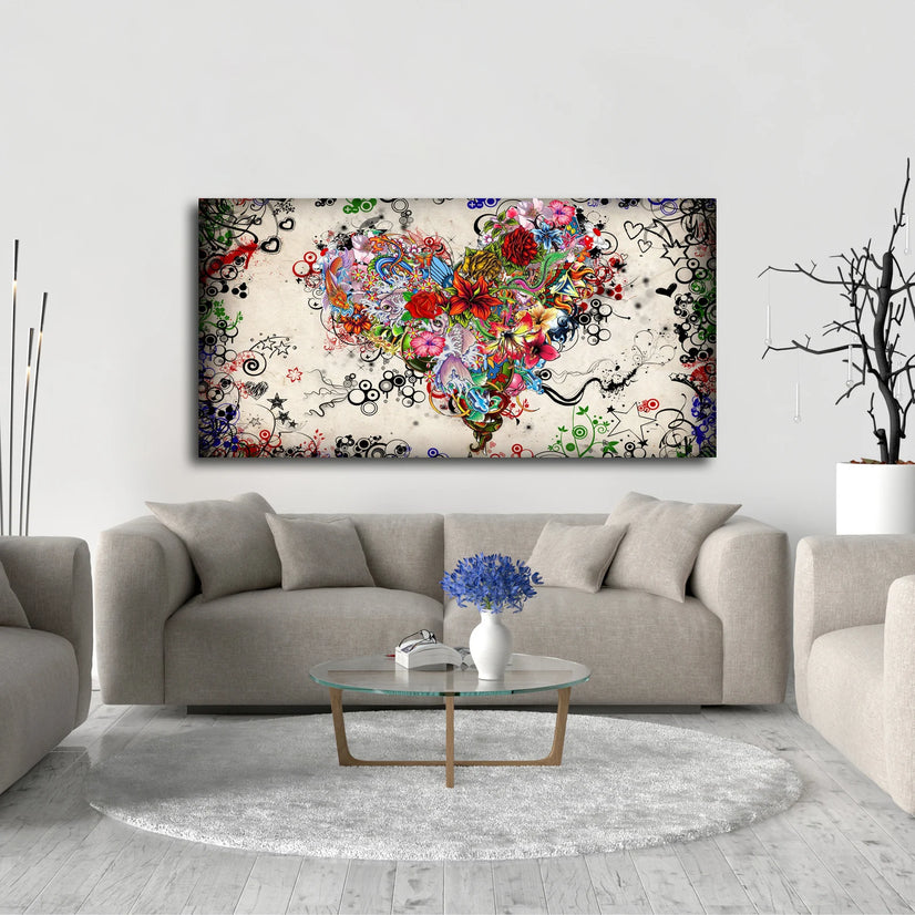 Modern Abstract Love Canvas Print Wall Art, Abstract Love Poster Sticker