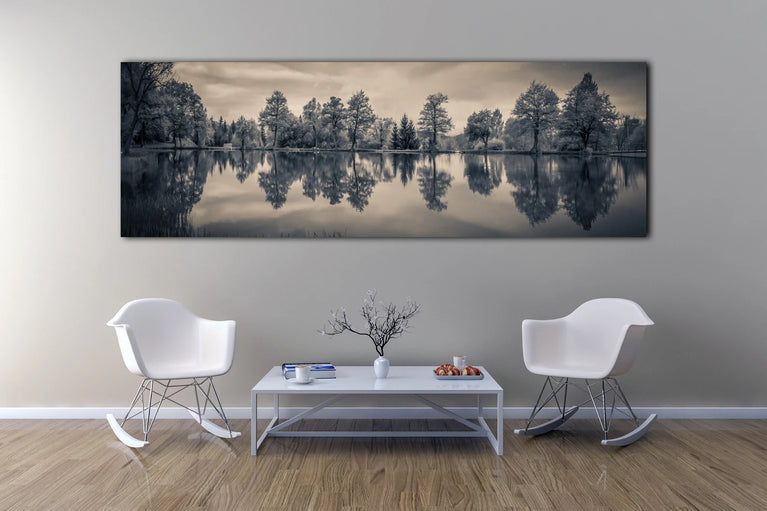 Panoramic Black Forest Canvas Print Wall Art, Forest Canvas Wall Art Poster Sticker