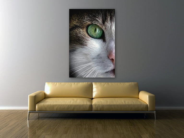 Clear Green Cat Eye Canvas Wall Decor, Canvas Print Wall Art Poster Sticker