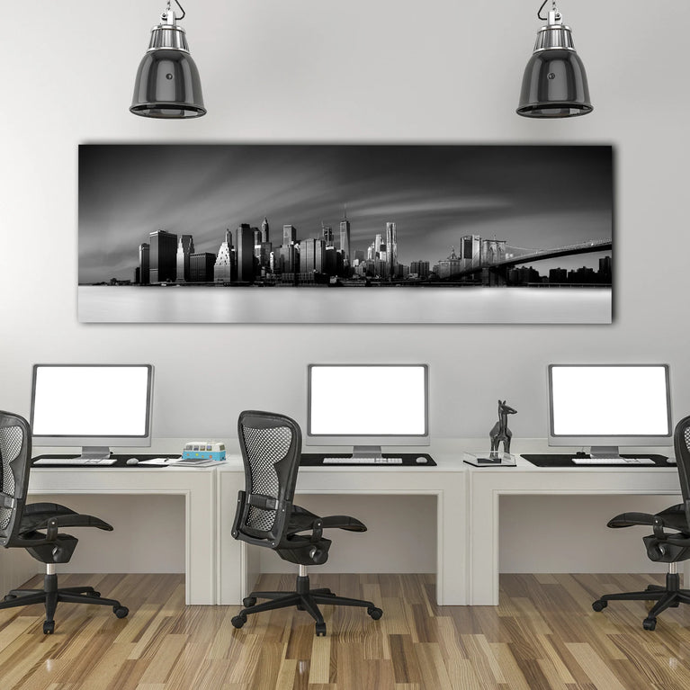 New York Skyline Landscape Canvas Poster Black White Landscape Print Decor Wall Art Poster Sticker