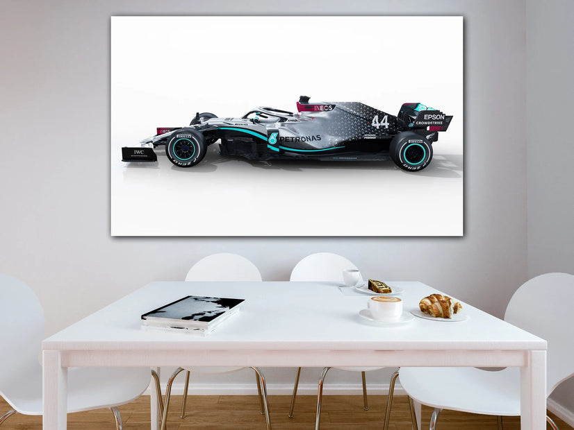 The Formula 1 White Car Canvas Print, Formula 1 Car Canvas Wall Art Poster Sticker