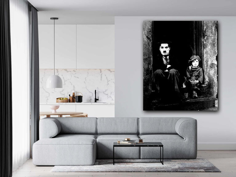 Charlie Chaplin Black & White The Kid Film Canvas Print Wall Art Poster Sticker