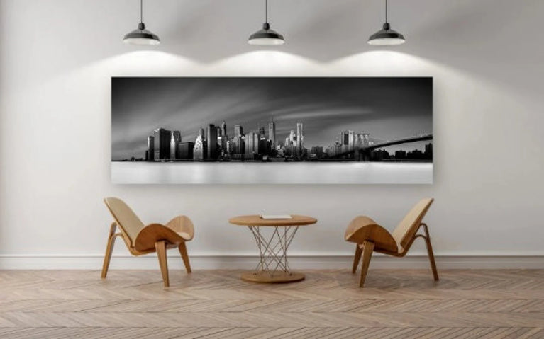 New York Skyline Landscape Canvas Poster Black White Landscape Print Decor Wall Art Poster Sticker