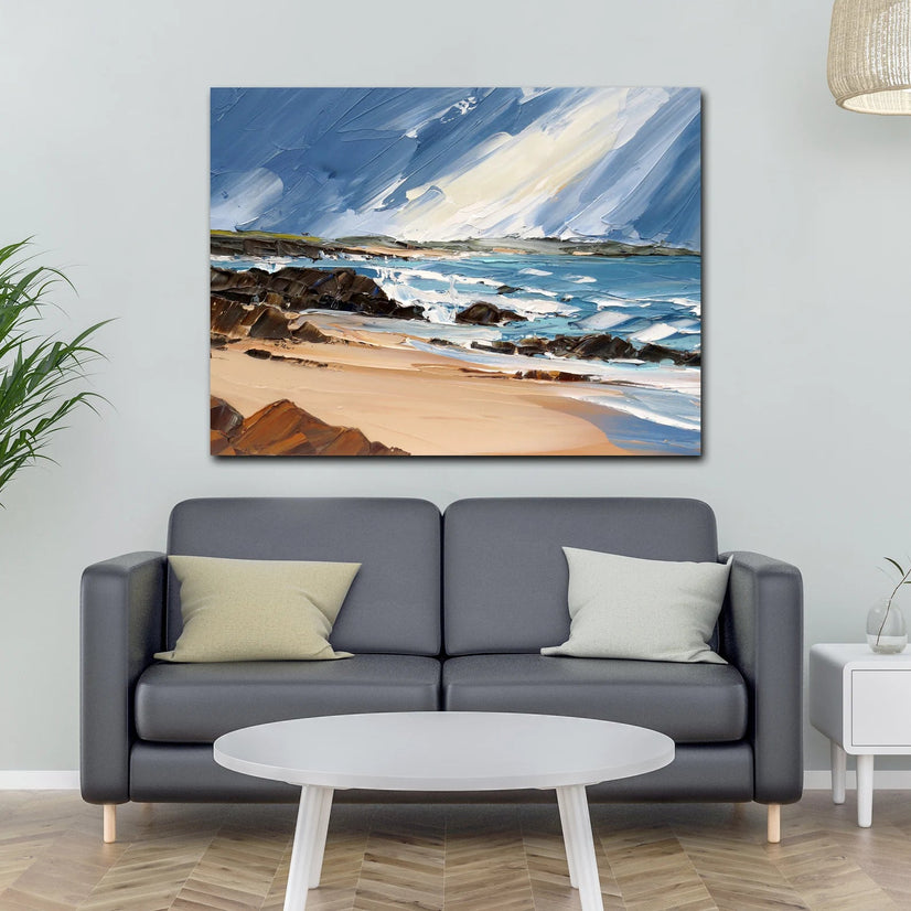 Beach Landscape Art Watercolor Art Canvas Print Wall Art Poster Sticker