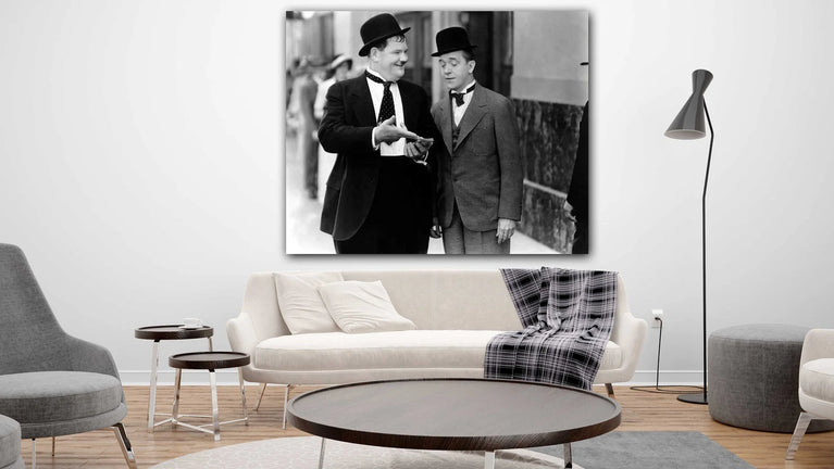 Steve Coogan - John C. Reilly & Stan And Ollie 1953, Black White Canvas Print Wall Art Poster Sticker