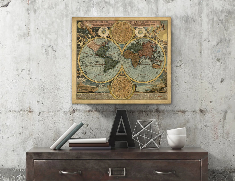 Antique Map of the World Canvas Printing Wall Art Home Decor Poster Sticker