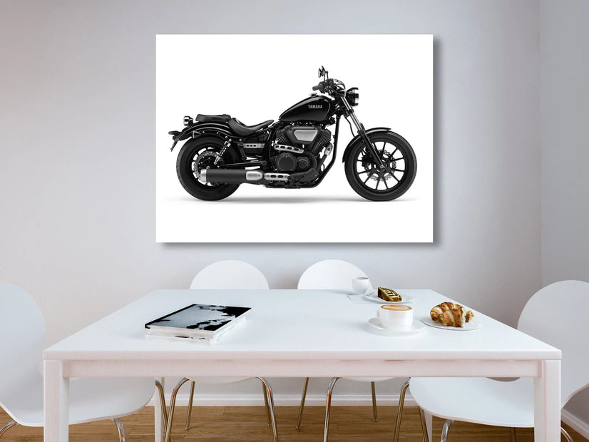 Yamaha XV950R Black White Canvas Print Wall Art, Motorcycle Canvas Wall Decor Poster Sticker