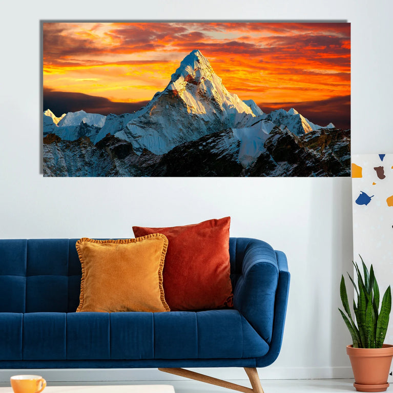 Mount Himaly With His Morning Beauty Canvas Wall Art, Landscape Canvas Print Decor Wall Art Poster Sticker