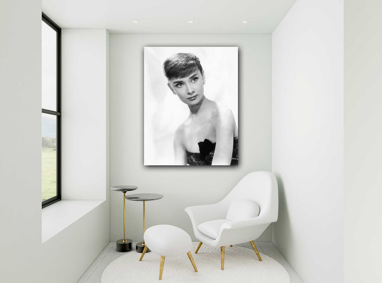 Audrey Hepburn Black & White Canvas Print Wall Art Poster Sticker