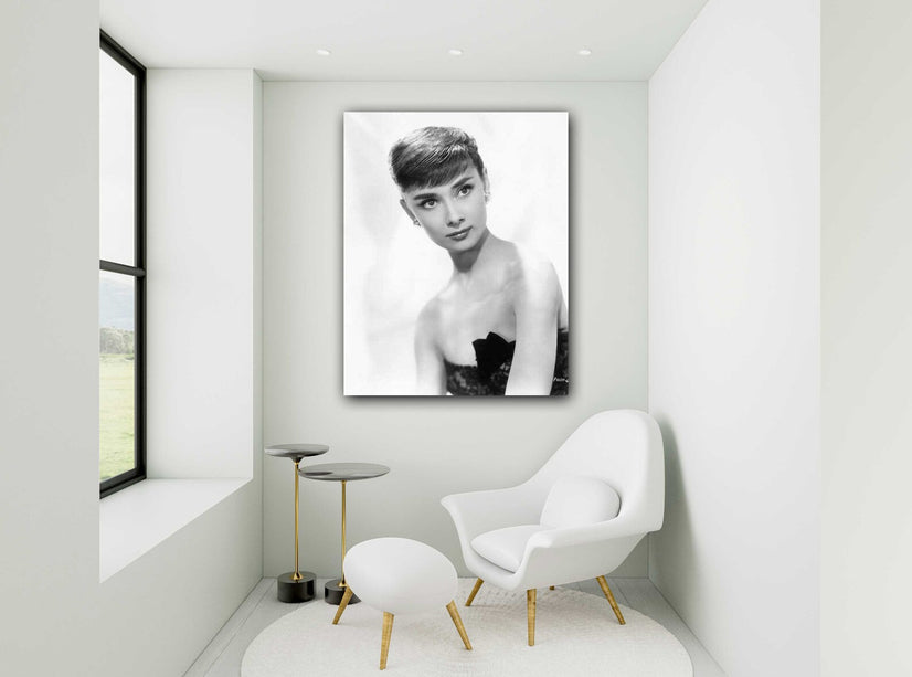 Audrey Hepburn Black & White Canvas Print Wall Art Poster Sticker