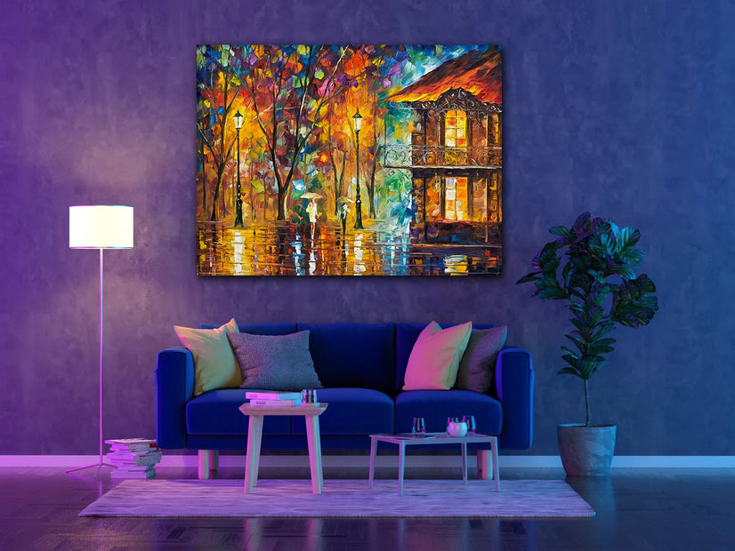 Abstract Painting Of Rain In The City Canvas Print Wall Art Poster Sticker