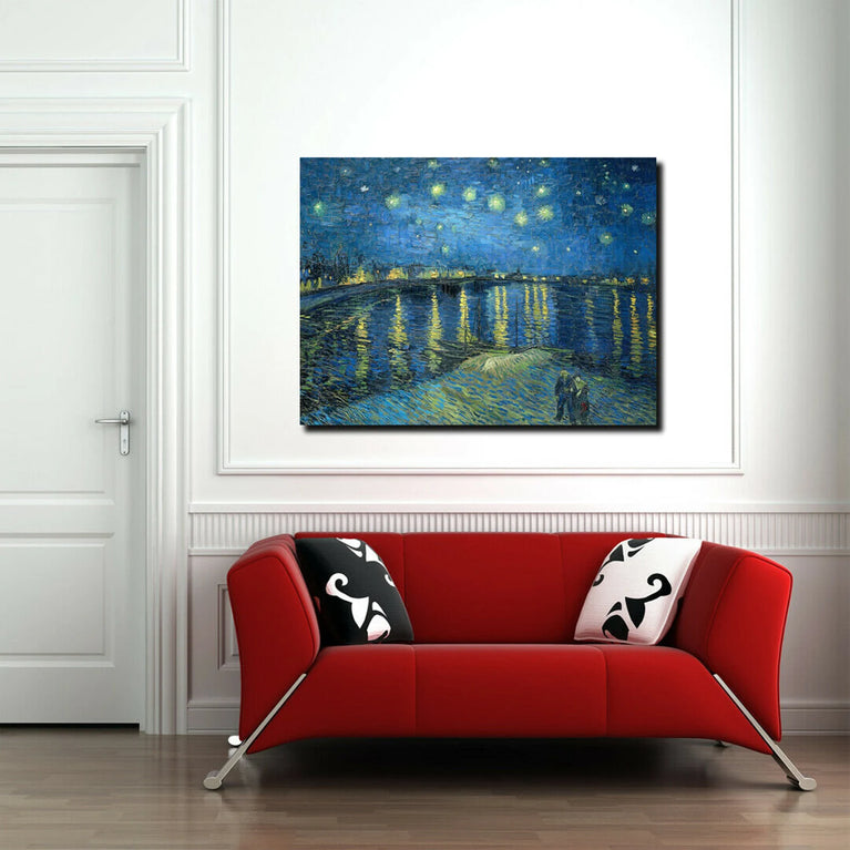 Starry Night Over The Rhone by Vincent Van Gogh, Canvas Wall Art, Wall Print Poster Sticker