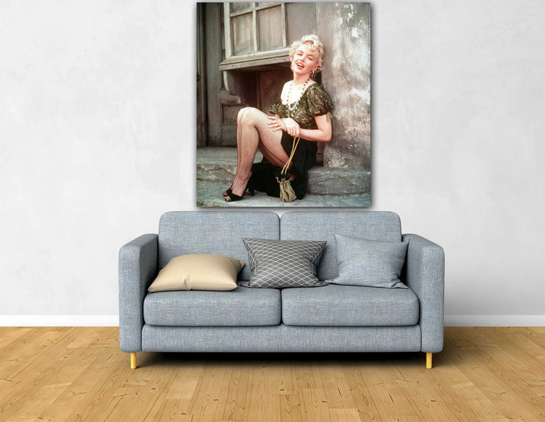 Marilyn Monroe Black & White Marilyn Monroe in Bus Stop Canvas Print Wall Art Poster Sticker