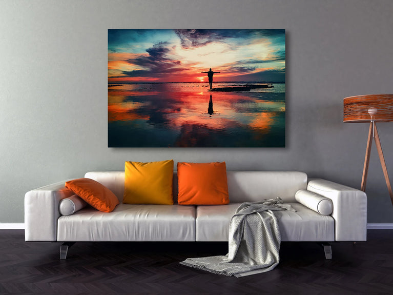 Sunset Ocean Landscape Poster Wall Decor, Canvas Print Wall Art Poster Sticker