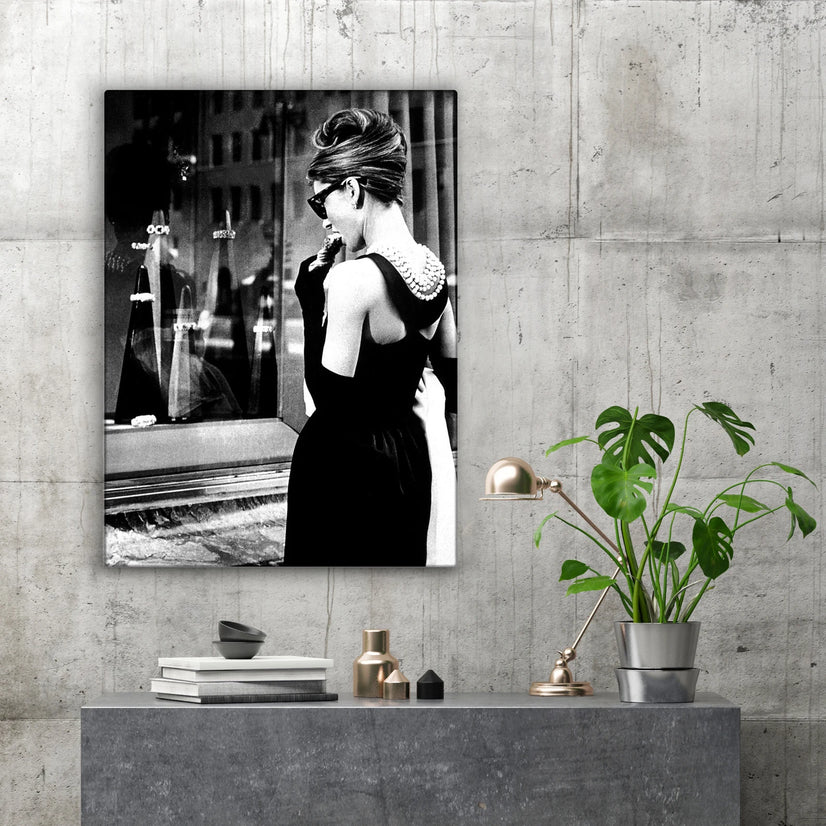 Audrey Hepburn Black & White Breakfast At Tiffanys Canvas Print Wall Art Poster Sticker