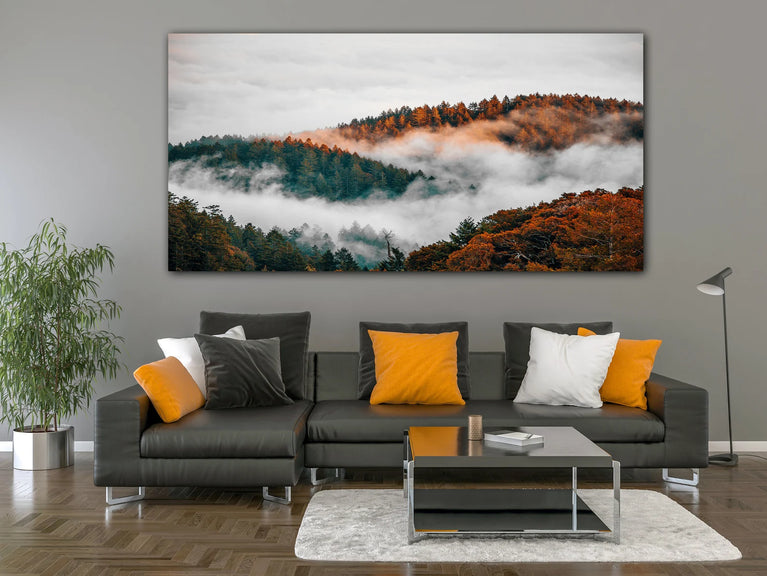 Natural Landscape Canvas Print, Forest Mountain Canvas Wall Art Poster Sticker