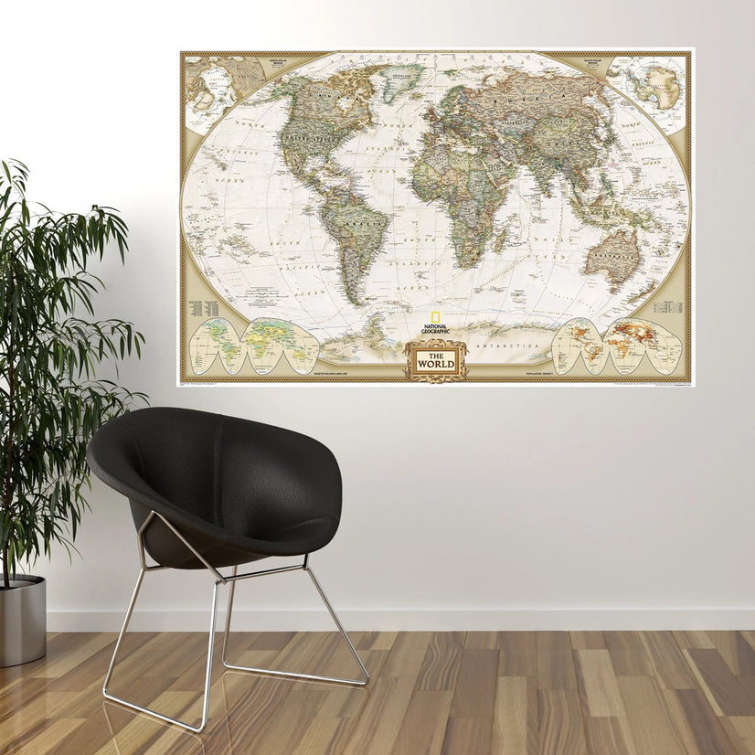 National Geographic World Map Canvas Wall Art Poster Sticker