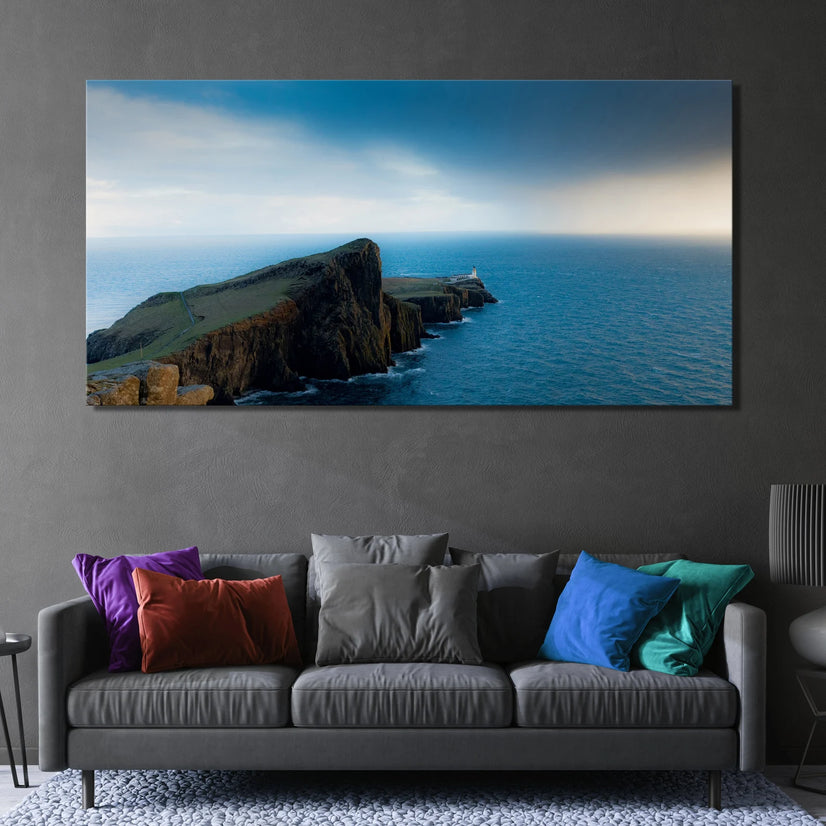 Neist Point Lighthouse Landscape Canvas Wall Decor, Sea Landscape Canvas Print Wall Art Poster Sticker