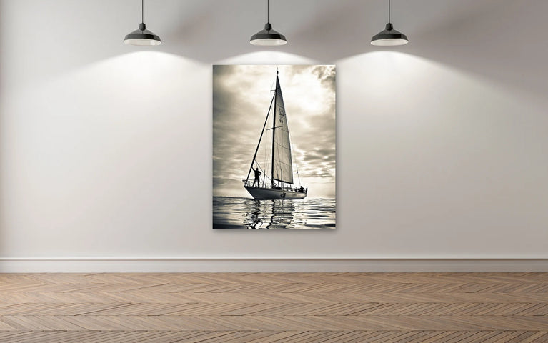 Sailing Boat Black And White Canvas Decor, Canvas Wall Art Home Decor Poster Sticker