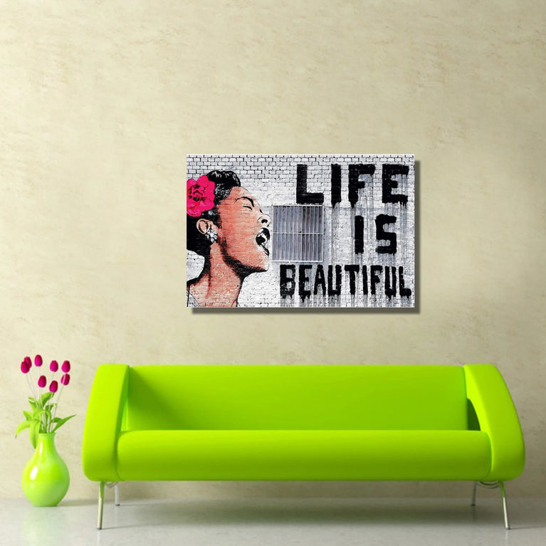 Life is Beautiful Canvas Print, Home Decor, Office Wall Decor, Birthday Gift Poster Sticker