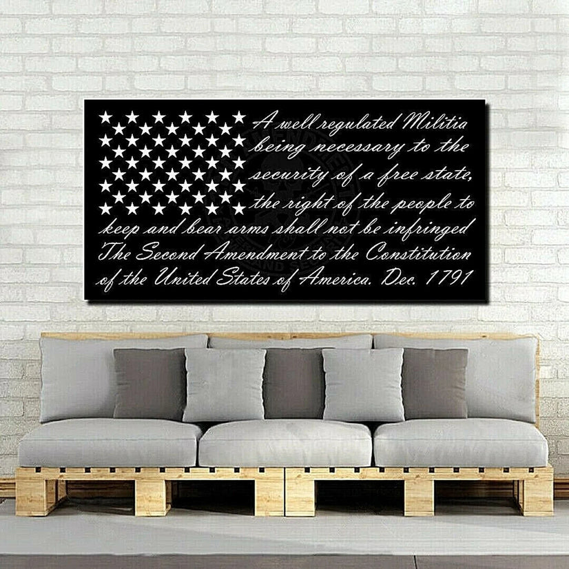 2nd Amendment, America's Original Homeland Security, Flag Canvas Wall Art Poster Sticker