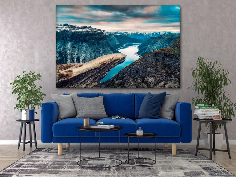 Trolltunga Troll Tongue Norway Wall Art Canvas Poster Canvas Print Decor Wall Art Poster Sticker